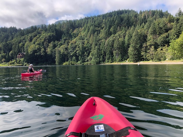 kayak in Lake Whatcom in the summertime in Bellingham